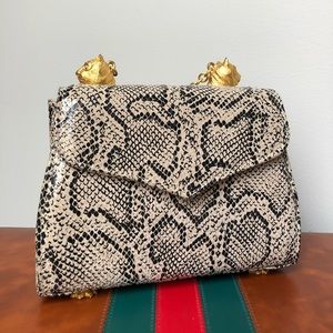 Vintage Snake Print Shoulder Bag